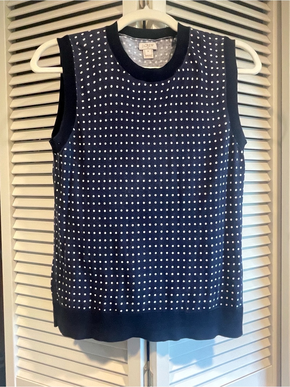 J.Crew Navy Polka Dot Sleeveless Knit Top - Size S